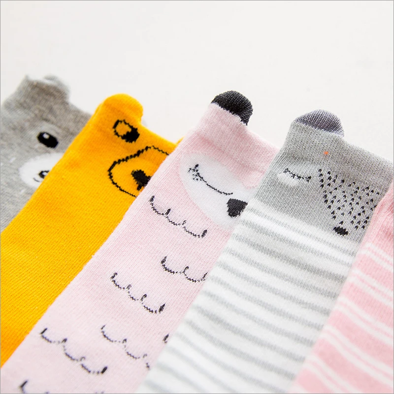 Мягкие хлопковые носки с милыми животными для маленьких девочек, гольфы для девочек, милые носки с цветочным рисунком