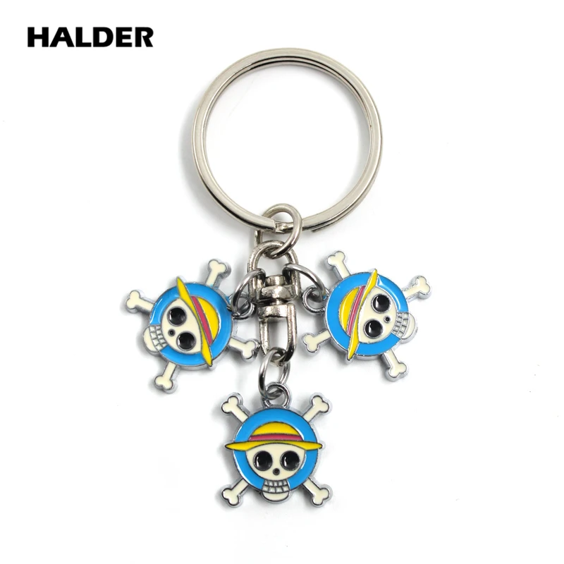 

HALDER One Piece Monkey D Luffy Alloy Metal Pendant Trinket Keychain Charm Cute Skull Pirate Keyring Backpack Car Accessories