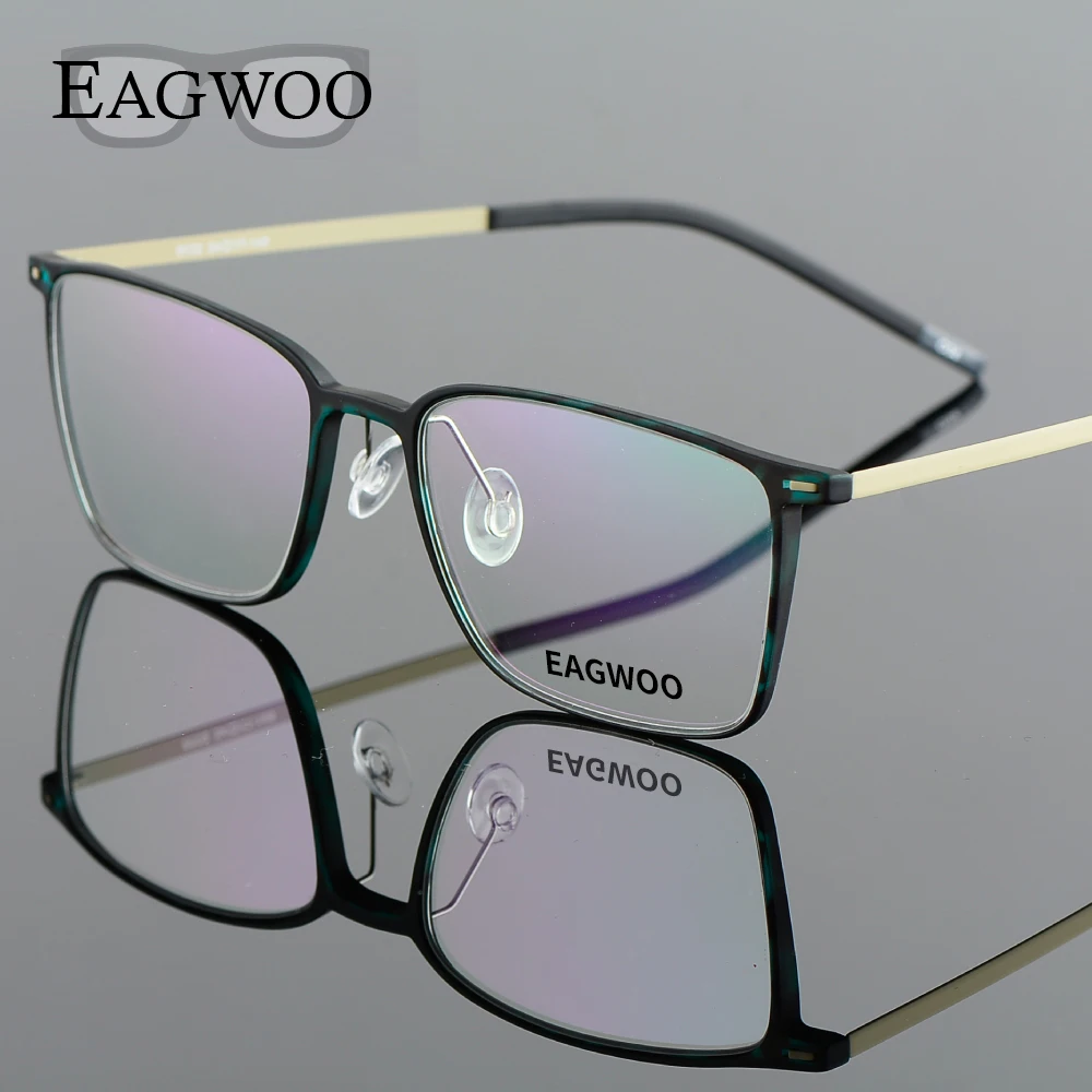 

EAGWOO EMS Pure Titanium Eyeglasses Girl Men Full Rim Optical Frame Prescription Spectacle Square Myopia Eye Glasses 890022