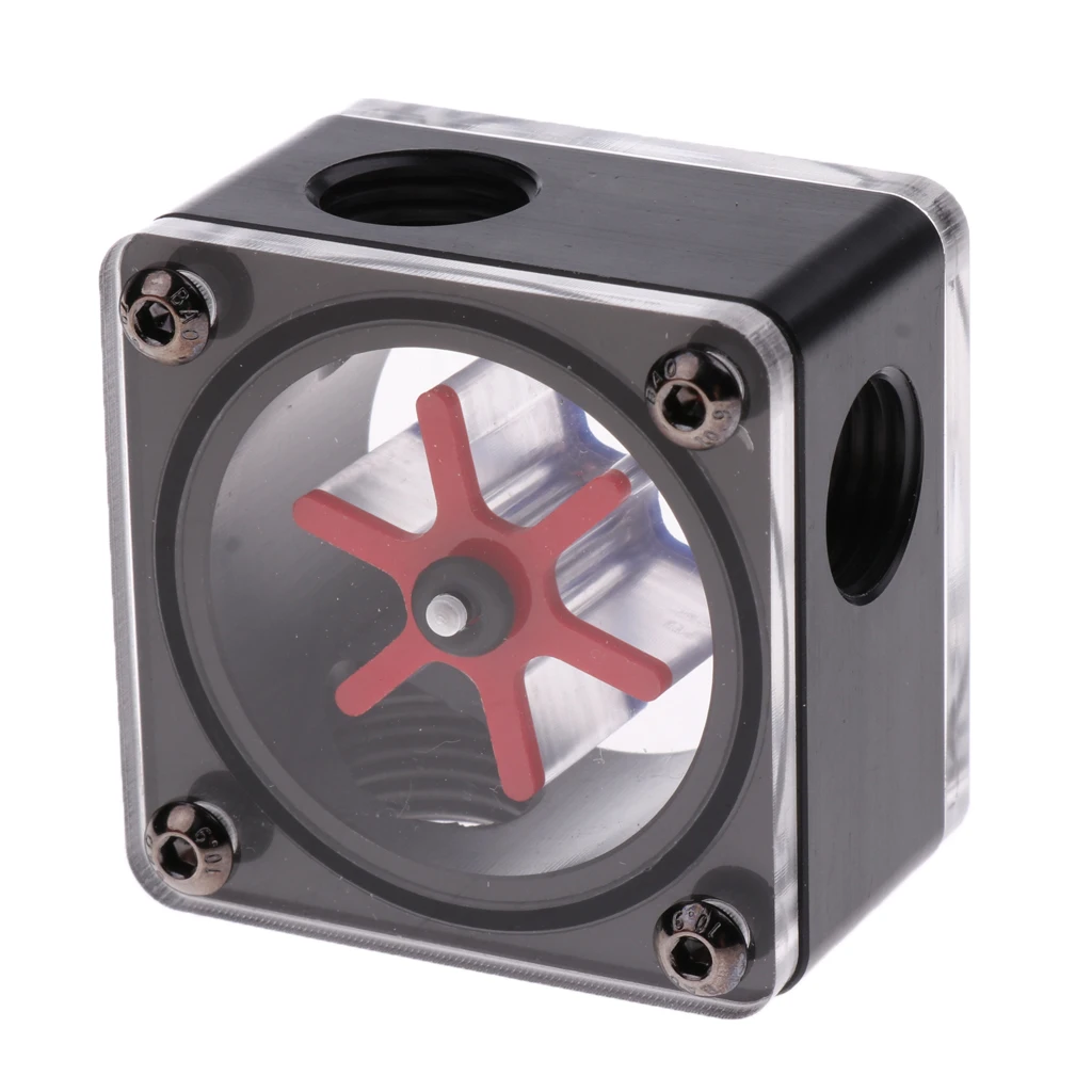 Water Cooling Flow Meter Acrylic G1/4 Threaded Flow Indicator Square Shape