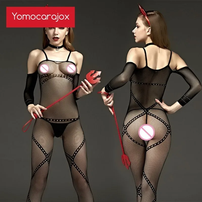 Yomocarajox женские бодисьют пикантный боди Черный секс ночное белье игрушки Нижнее