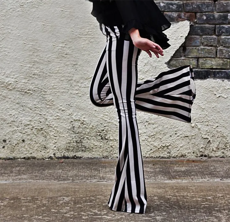 black and white striped ladies trousers