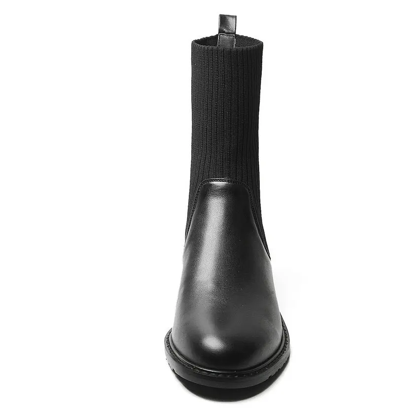 QUTAA/ г.; модные полусапожки из коровьей кожи без застежки; осенне-зимние повседневные удобные женские ботильоны на низком каблуке; размеры 34-39