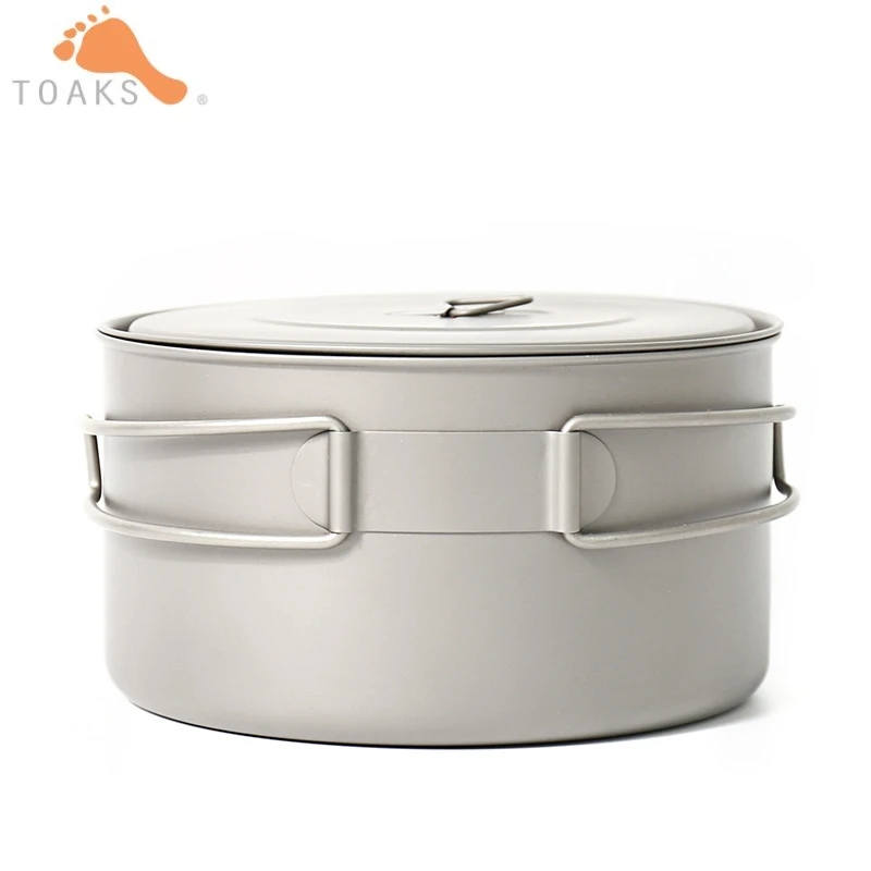 TOAKS grande 1350 ml de titanio olla con tapa plegable con bolsa de malla libre portátil al aire libre utensilios de cocina Camping Picnic olla -1350