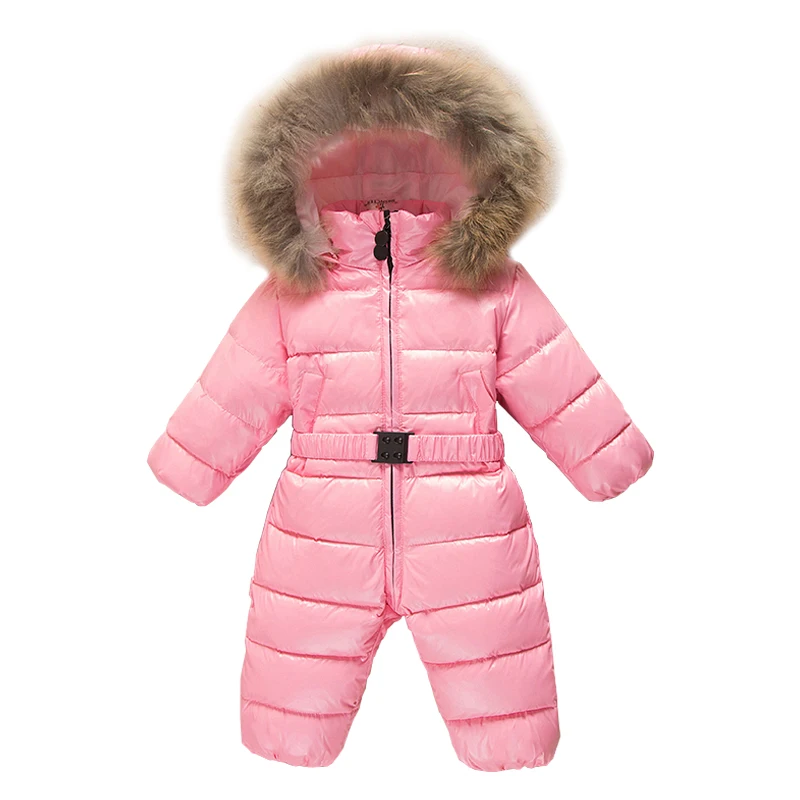 

2019 New Born Baby Clothes Fur Hood Waterproof Baby Girl Rompers Down Warm Kids Boys Jumpsuits Snow Unisex Chlidren Costume