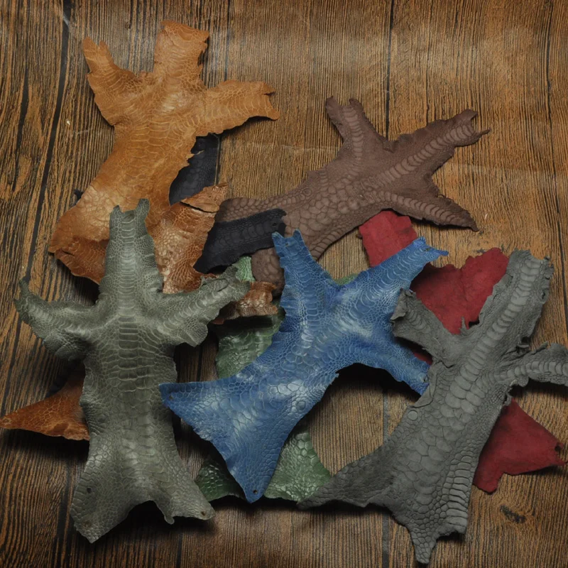 

1pcs natural Colorful Turkey Claw skin leather piece For DIY Leather Craft watch belt hanging craft accessories 0.5mm thickness