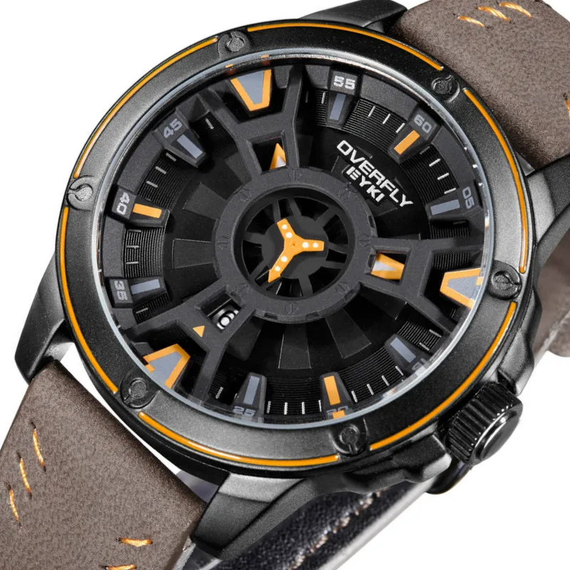 

EYKI Luxury Brand Double layer Sport Mens Watches Fashion Military Waterproof Leather Quartz Watch Clock Men Relogio Masculino