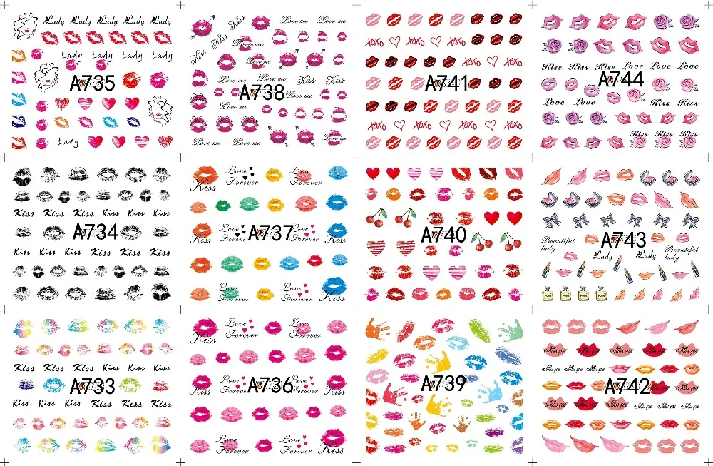 12 sheets lot water transfer nail art decorations stickers decals manicure nails supplies tool Cute animal cat dog rabbit