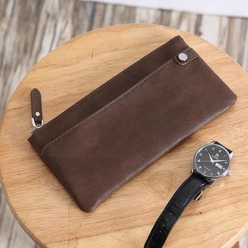 

Tidog korean simple leather youth long wallet