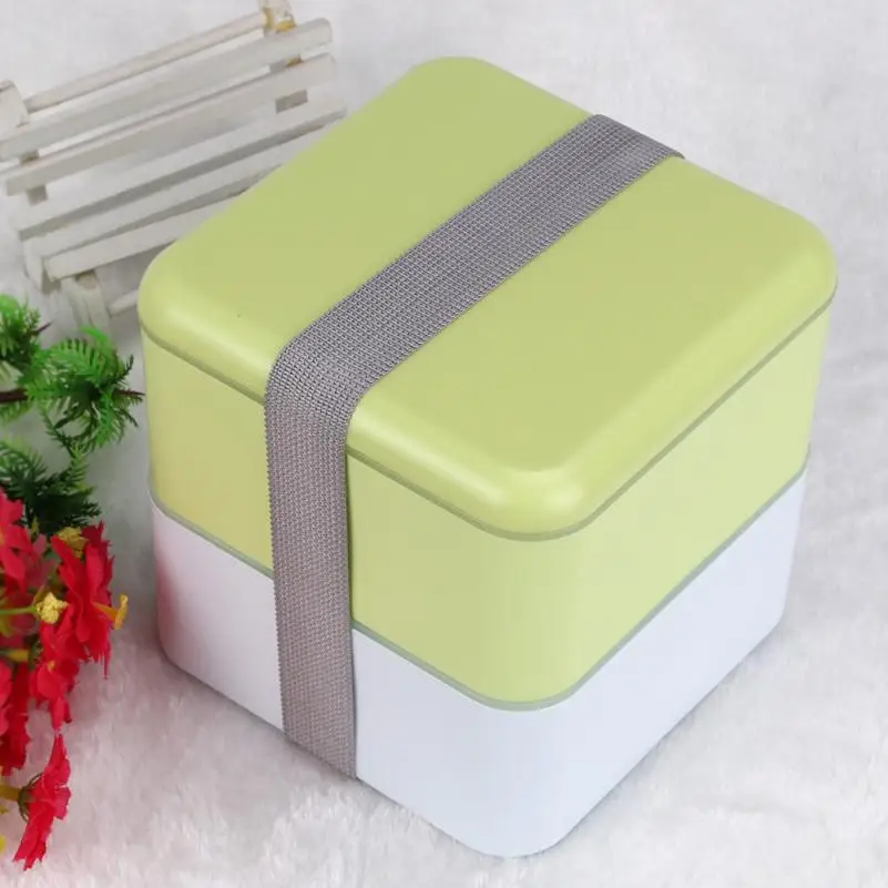 Новая мода Портативный 2 слоя Bento Коробки для обедов Пластик Еда контейнер для обеда контейнер august1