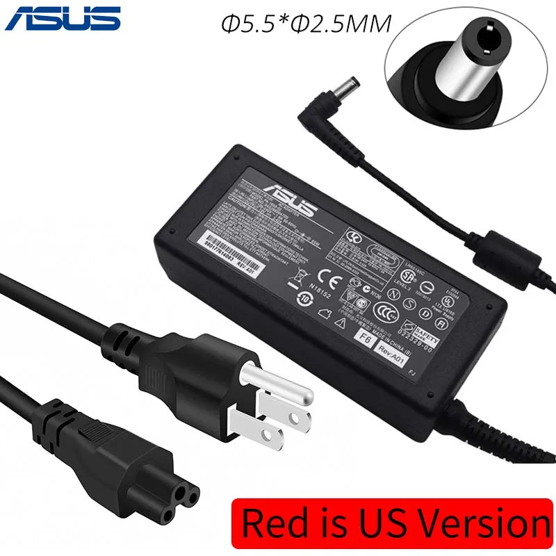 Красный Asus 19 V 3.42A 65 W 5,5*2,5mm PA-1650-02 адаптер переменного тока для ноутбуков Asus с вилкой - Цвет: Красный