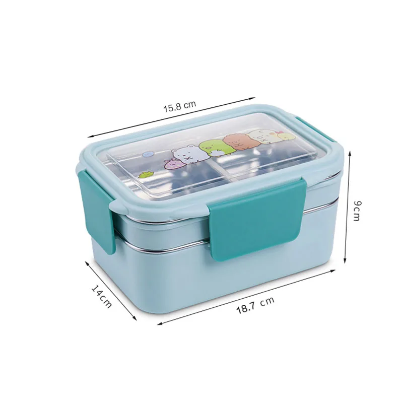 Контейнер для еды Bento Box двухслойный Ланч бокс из нержавеющей стали детей и