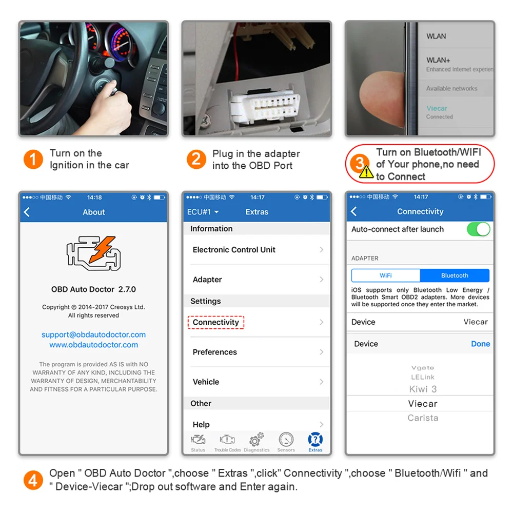 Лучший Viecar Bluetooth 4,0 сканер ELM327 V1.5 OBD OBD2 считыватель кодов Viecar Bluetooth 4 автомобильный диагностический инструмент для iOS Android PC