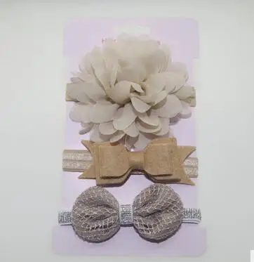3Pcs Baby Elastic flower headband Headbands Hair Girls Bebe Bowknot Hairband Toddler Infants accessories set photography props khaki