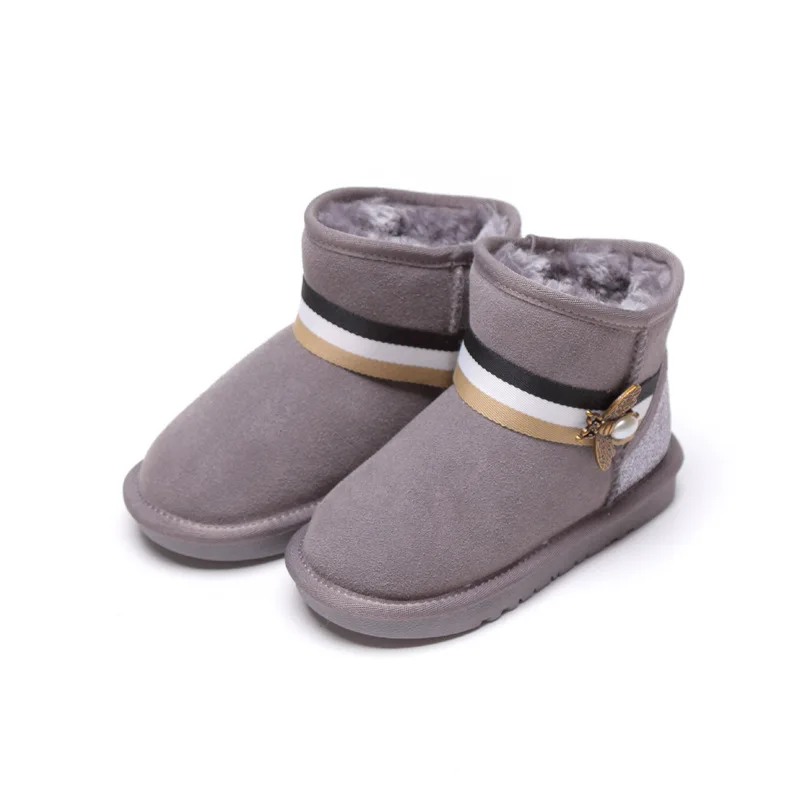 

Kids Snow Boots 2018 New Little Bee Boots Warm Children's Winter Shoes Ankle Slip On Girl Boots 4 6 8 12 years