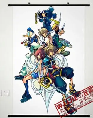 002 Kingdom Hearts аниме стены прокрутки Домашний декор плакат Косплей Сора девушка 90*60 см - Цвет: 002