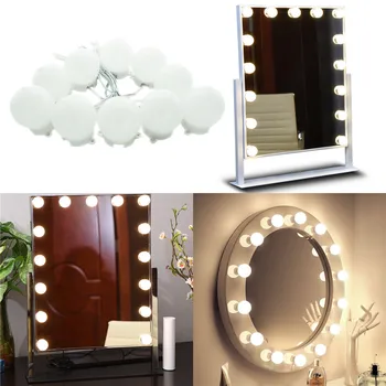 

Makeup Mirror LED Lights 10 Hollywood Vanity Light Bulbs for Dressing Table with Dimmer and Plug in,Linkable,Mirror not included