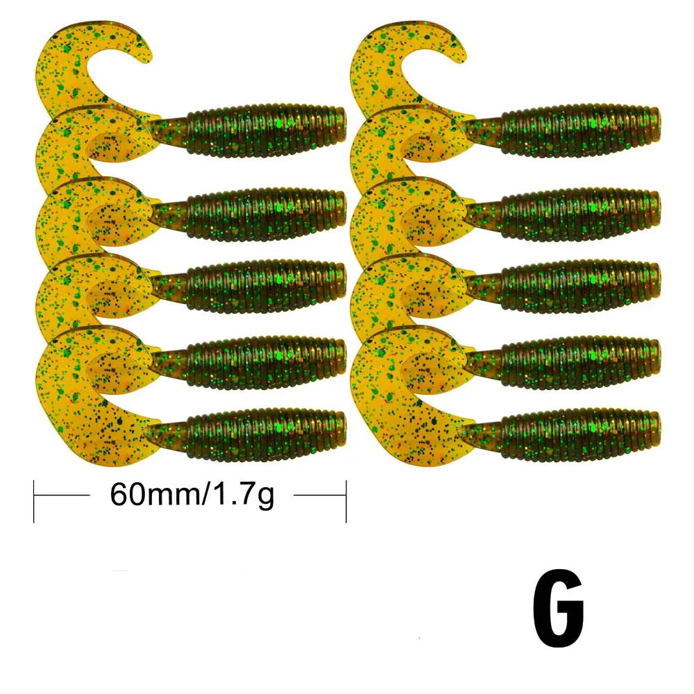 Мягкие приманки Peche 10 шт., мягкие приманки, мягкие приманки для рыбалки, воблеры, силиконовый червь, джиг, головка для рыбалки, искусственные приманки Isca Pesca 1,6 г - Цвет: G