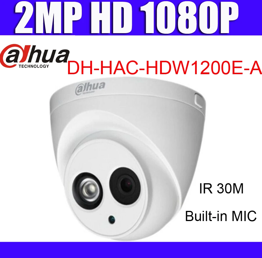 

HAC-HDW1200E-A Original DAHUA HDCVI 1080P 2MP Dome Eyeball Camera Metal built-in Mic Weatherproof IP67 CCTV Security Camera