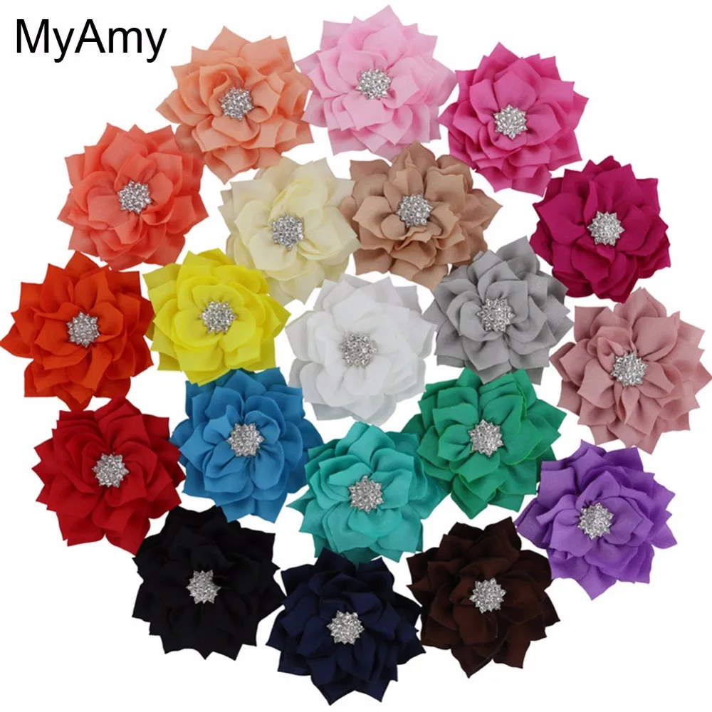 

MyAmy 40Pcs 3" Boutique Fabric Flowers DIY Felt Flowers Garment Flowers Hair Flower Bows For Girls Children Kids Teens