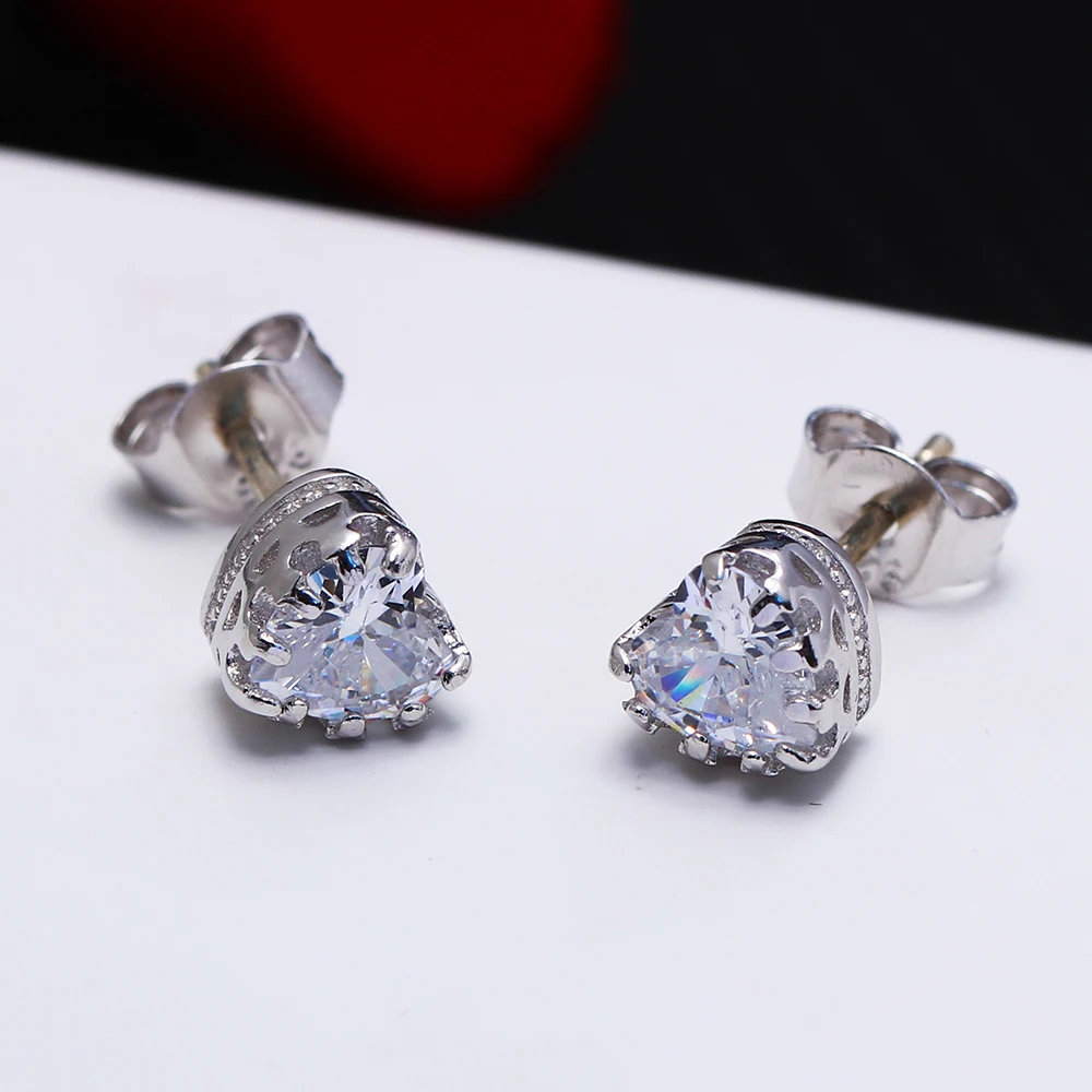 Серьги гвоздики из настоящего серебра 925 пробы 6 мм в форме