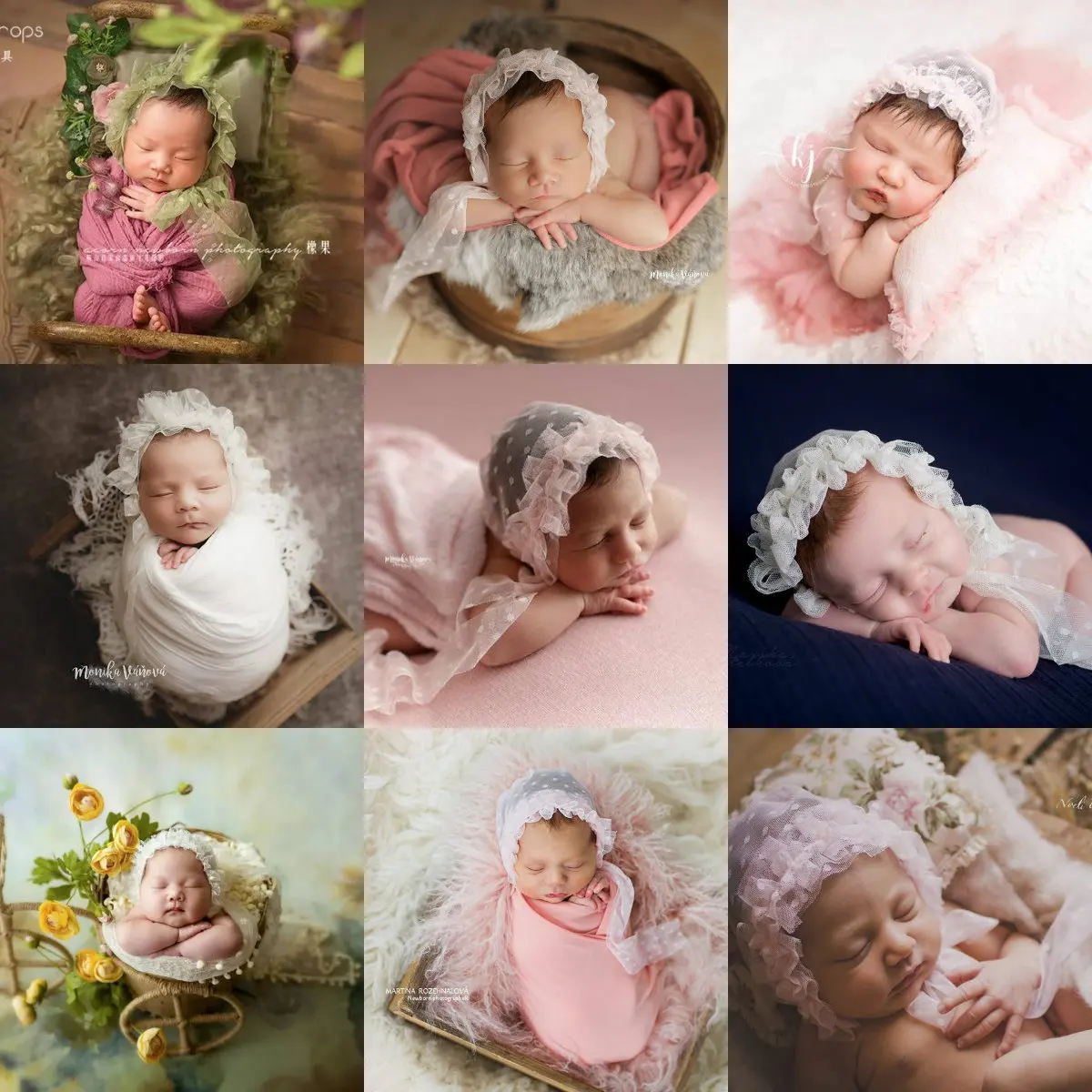 

Fashion dot lace decorative cap multicolor optional head decoration newborn photography cap props