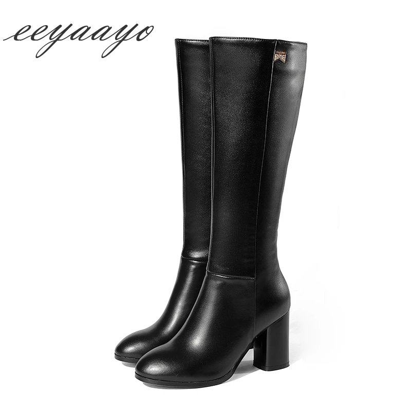 New Genuine Leather Winter Women Knee-High Boots High Heels Round Toe Zip Sexy Ladies Shoes Black Woman Cow Leather high Boots цена New Genuine Leather Winter Women Knee-High Boots High Heels Round Toe Zip Sexy Ladies Shoes Black Woman Cow Leather high Boots цены онлайн