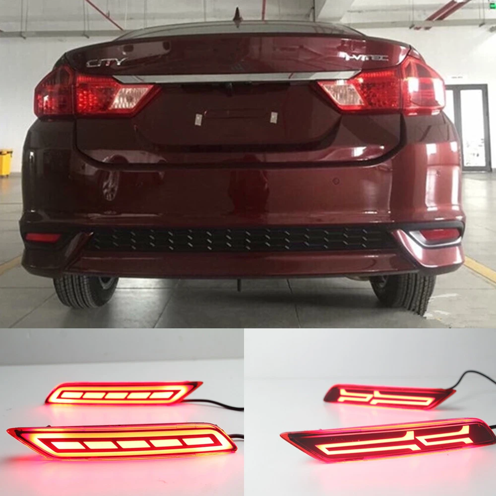 

car flashing 2pcs LED DRL Rear Bumper tail light fog lamp Brake Reflector Fog Warning lamp car-styling For Honda City 2017 2018