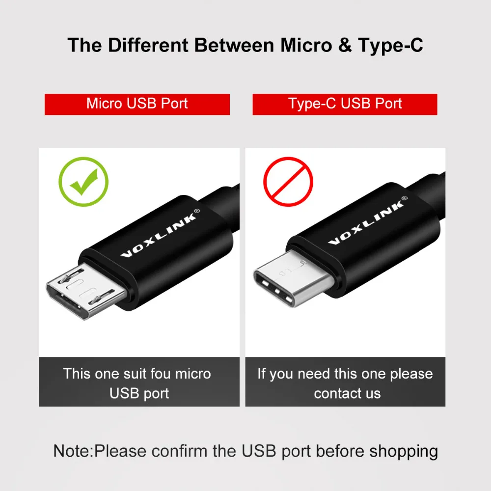 VOXLINK 5 حزمة كابل يو اس بي 5 V 2.4A المصغّر usb كابل شحن بيانات الهاتف المحمول كابل لسامسونج S7 S6 Huaiwei Xiaomi Meizu LG HTC