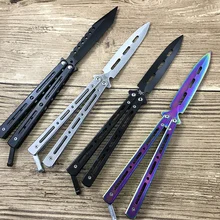 Модный черный металлический нож-бабочка из нержавеющей стали Balisong, тренировочный нож, тупой инструмент