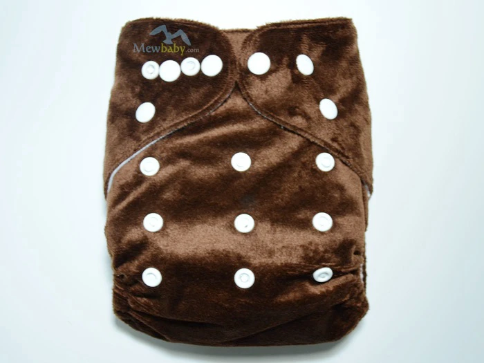 Coffee Colour AI2 Cloth Diaper Minkey Pocket Diaper With One 3-Layer Microfiber Insert FS10