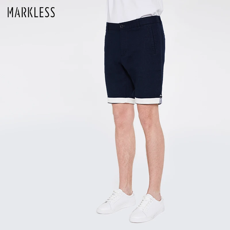 Markless Летние Льняные шорты мужские Жидкости Мужчины Свободные Повседневная Пляж