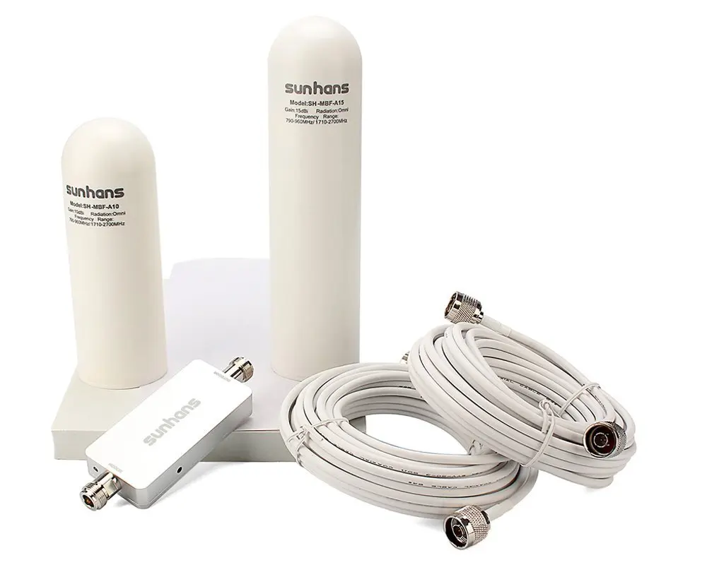 Sunhans 2100mhz 65db High Gain 3G cellular signal repeater Cverage 1500square Meters 3g Mobile Signal amplifier