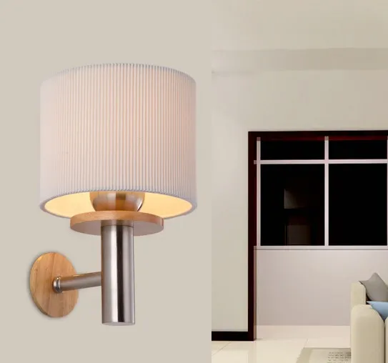 

Simple Modern Wooden LED Wall Lamp Indoor Lighting Fixtures Fabric Lampshade Wall Sconce Arandela Aplik Wandlamp