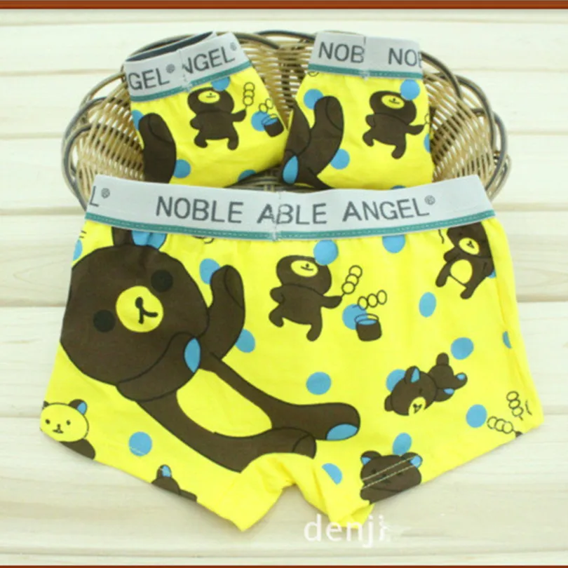 Детское нижнее белье из 100% хлопка с рисунком медведя для мальчиков трусы calzoncillos