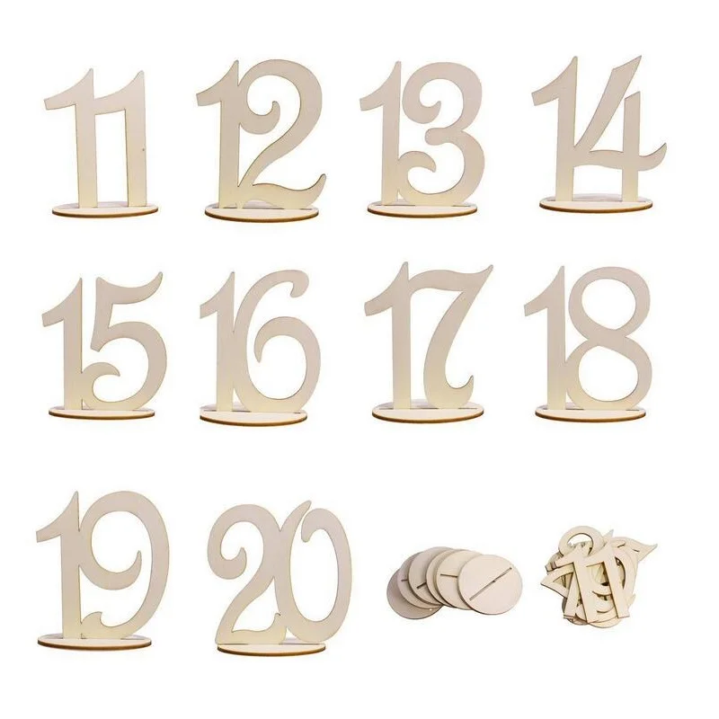 New 1 20 Wooden Table Numbers Set Place Card Holder With Base Banquet 