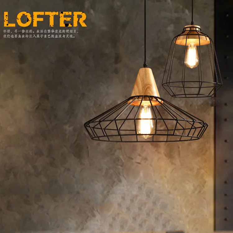 

Nordic loft retro wrought iron cage chandelier lighting cafe bar restaurant dining room clubhouse wine cellar