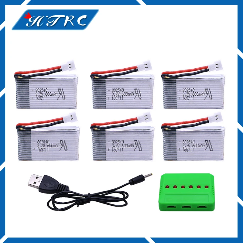 

Syma X5C X5C-1 X5 X5SC X5SW H5C V931 6 in 1 Lipo Battery Charger + 6Pcs 3.7 V 600 mAh 25C Battery Remote controlled aircraft