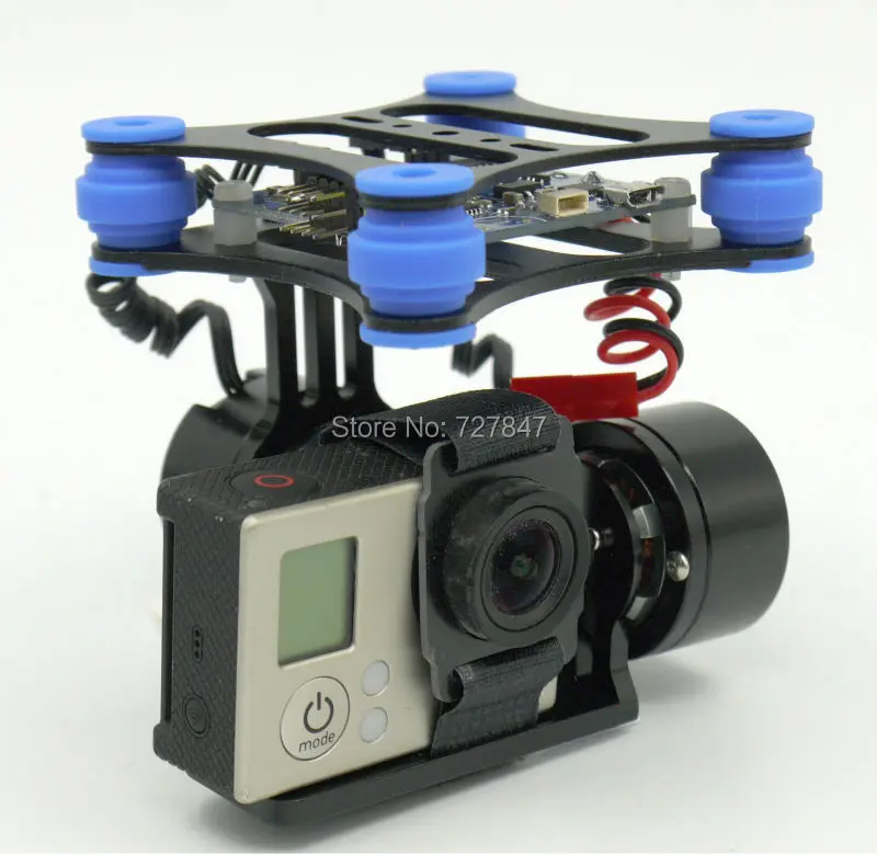RTF Metal Brushless Gimbal Camera W/Motors And Controller For DJI Phantom Gopro 2 3 (Black )