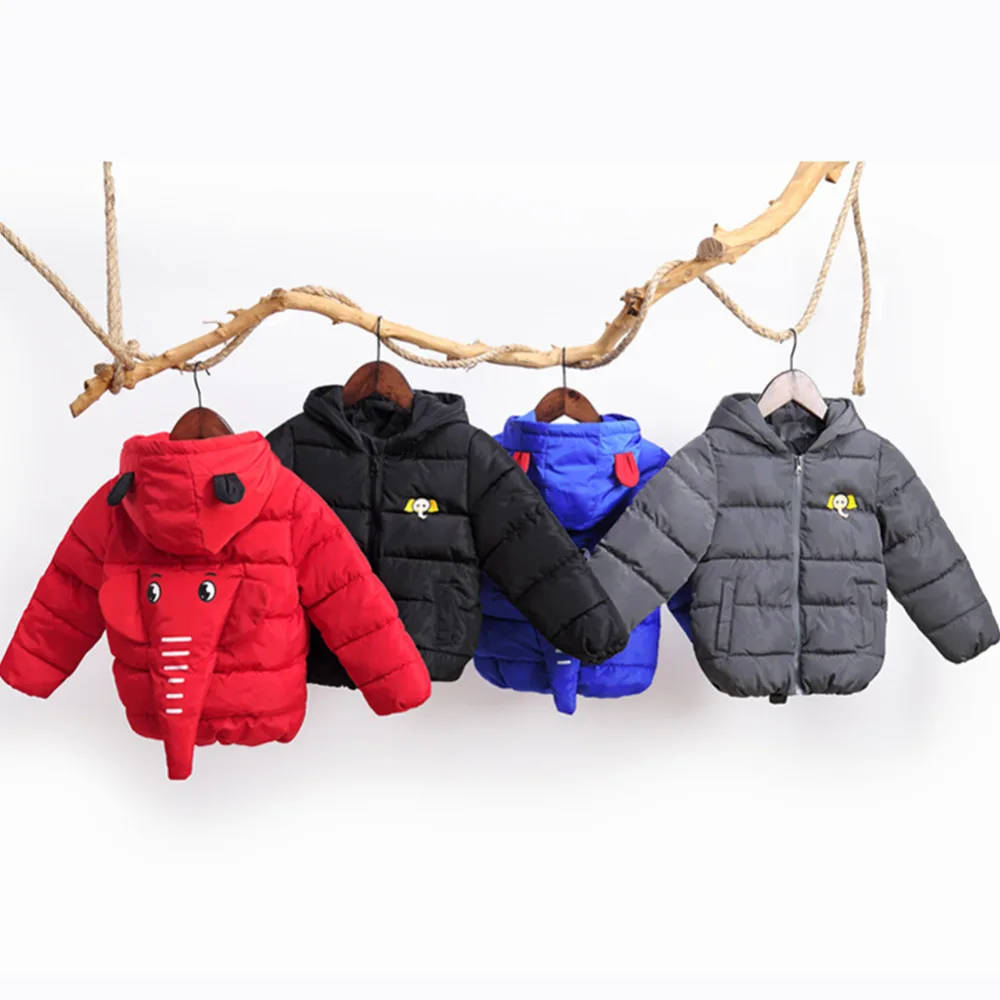 

Children Down Coat Cartoon Thicken Warm Winter Jacket Boys Girls Cotton Hooded Elephant Nose Outerwear