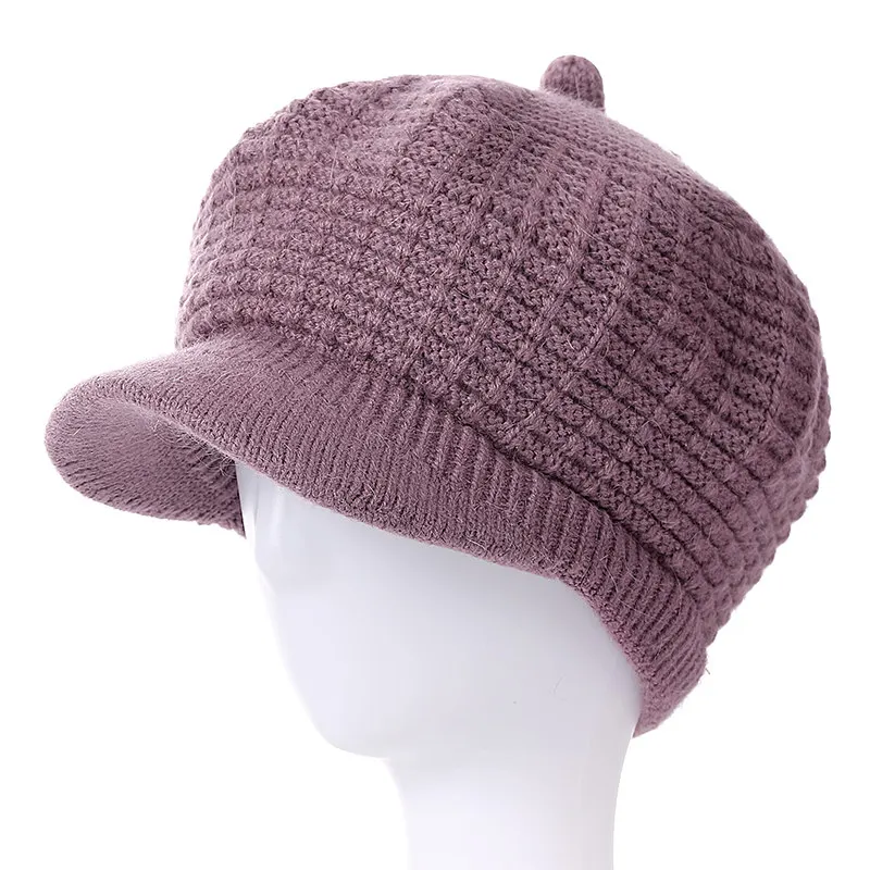 Новинка, зимние шапки для женщин, модная шапка, сохраняющая тепло, женская шапка, высокое качество, рисунок в клетку, вязаная шапка из кроличьего меха