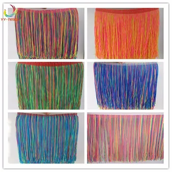

5 Yards/Lot Fringe Tassel Latin Dress Macrame Trimming Lace Ribbon Soft Polyester Color-Single Banded 20CM Long decoration