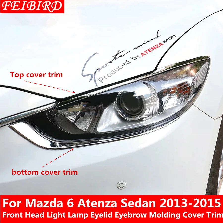 Pair ABS Chrome Front Fog Lamp Eyebrow Cover Trim For MAZDA 6 ATENZA 2013-2015