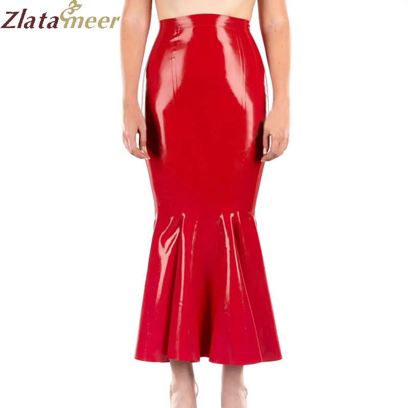 Rubber Latex Women Long Skirt Red Fashion 100 Natural Rubber Mermaid