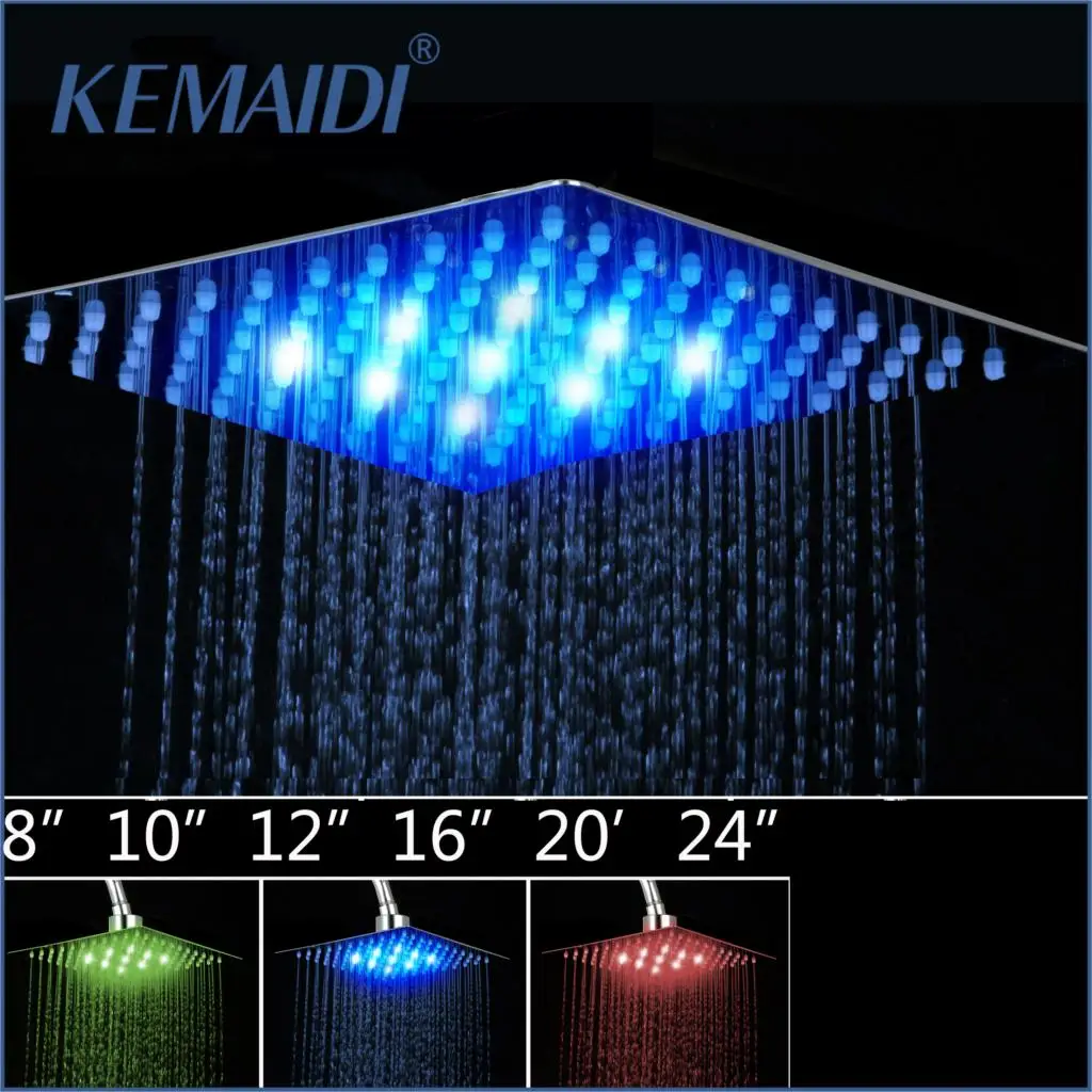 KEMAIDI " 6" " 10" 1" душевая головка высокого давления для ванной комнаты светодиодный светильник душевая головка Chuveiro Do Banheiro без руки