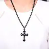 Colgante de cruz de piedra de cuarzo natural, obsidiana tallada a mano, de cristal negro, para fabricación de joyas diy, accesorios para collar ► Foto 3/5