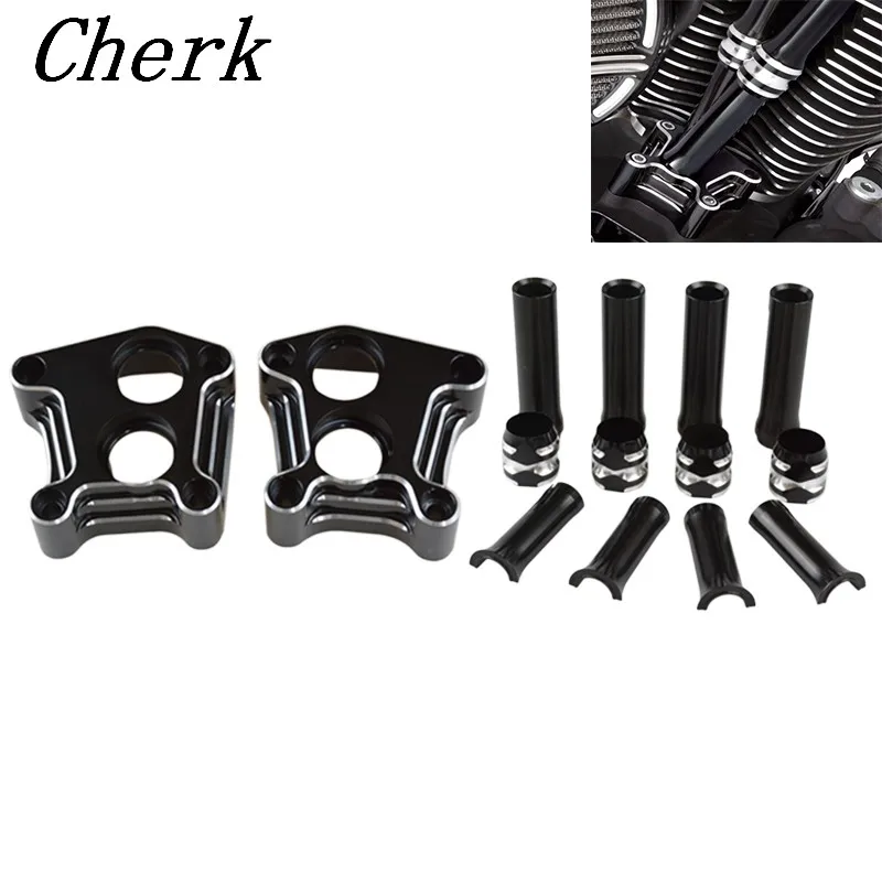 

CNC Motorcycle Parts Set of Pushrod Cover and Lifter Block Cover For Harley 1999-2017 Twin Cam Models Black