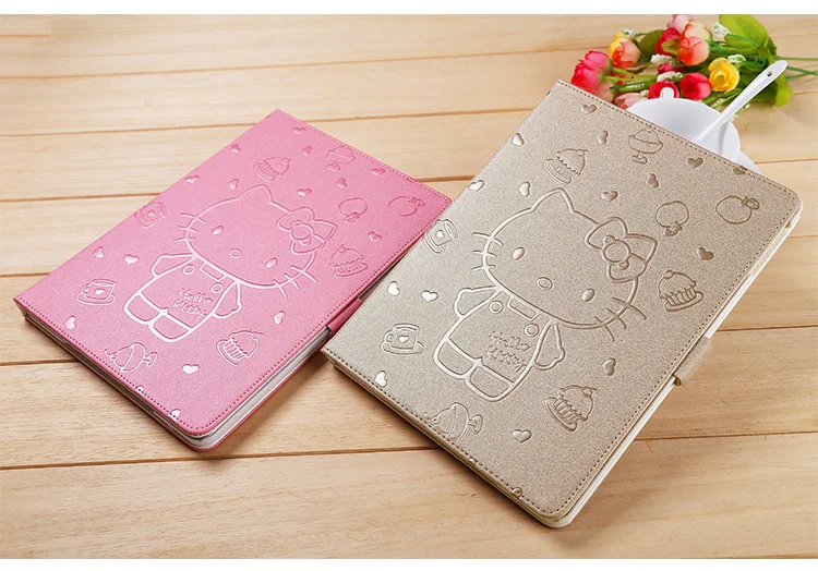 Мягкий чехол hello kitty из искусственной кожи для iPad 9,7 A1822 A1893 трансформер смарт-чехол Funda планшет складной чехол