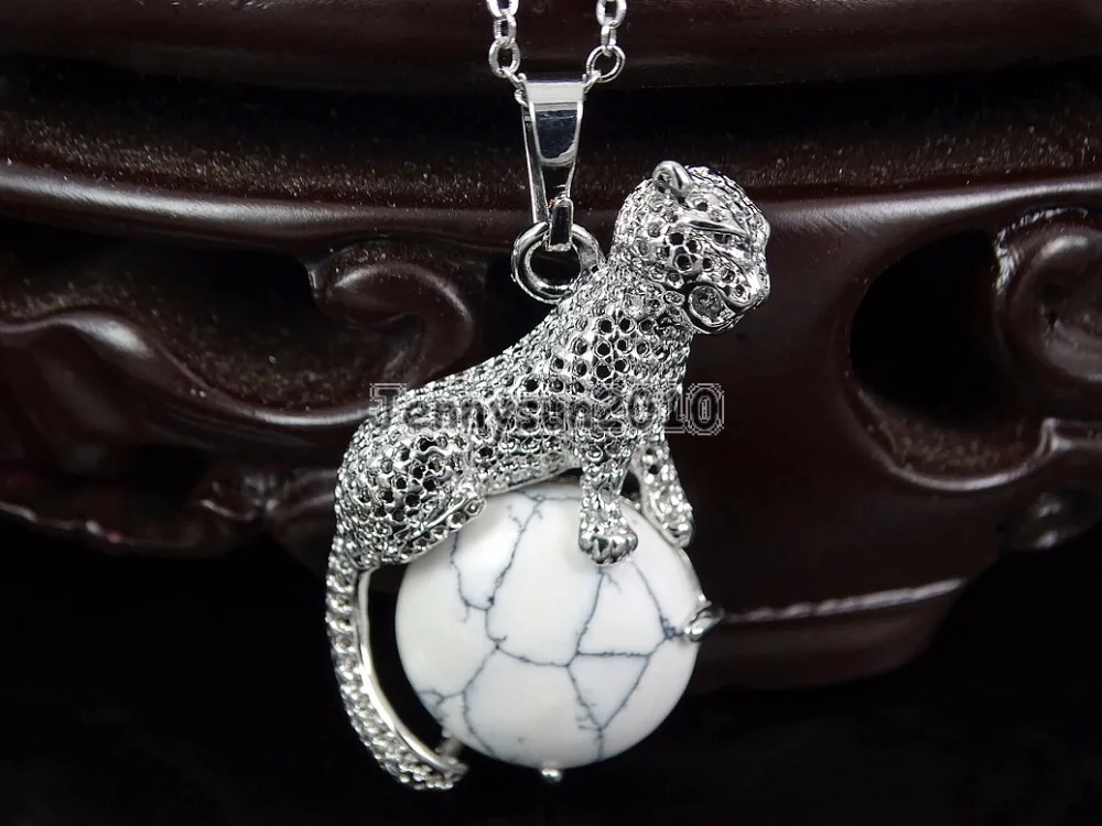 Натуральные белые круглые драгоценные камни Howlite подвеска в виде леопардовой