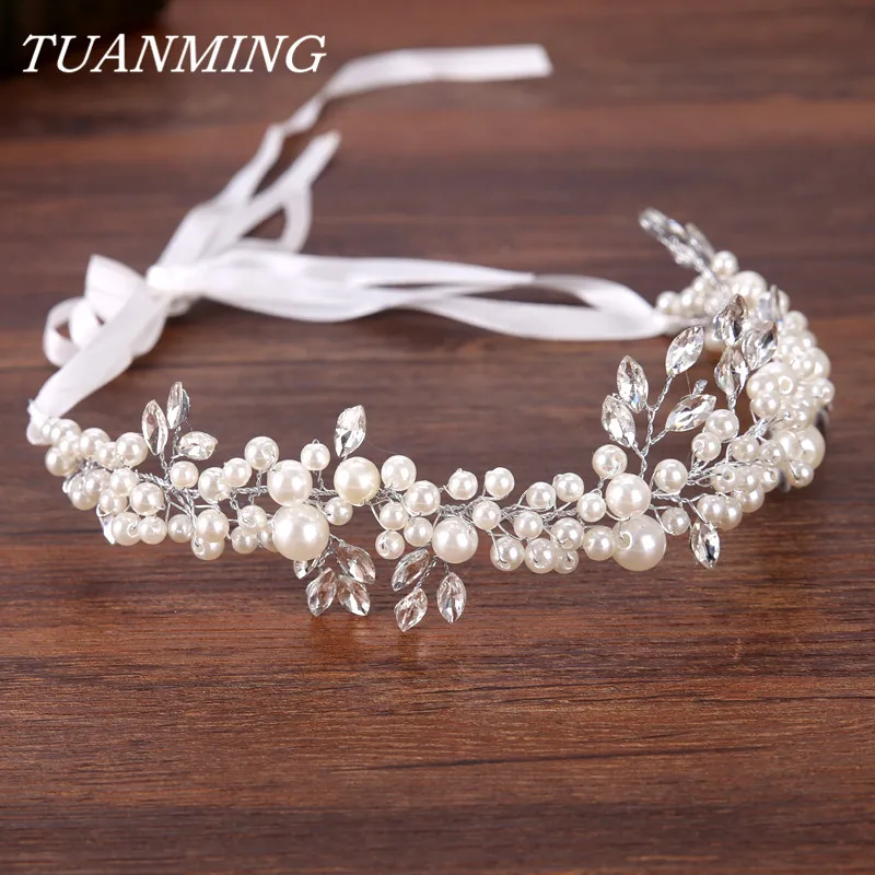 

Pearl Headband Hair Accessories For women Wedding Crystal and Pearl Headband Princess Bridal Forehead Jewelry